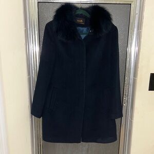 Wool blend fox fur coat